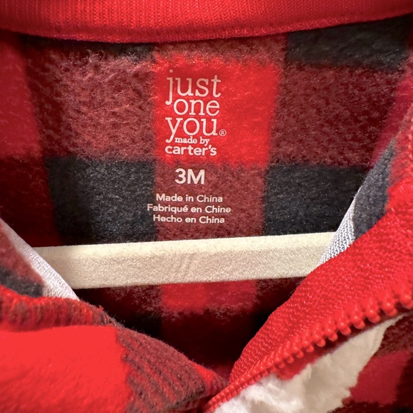 NWT Target Carters Black/Red Plaid Polar Bear Fleece Hooded Jumpsuit Size 3 MTHS - Picture 3 of 5